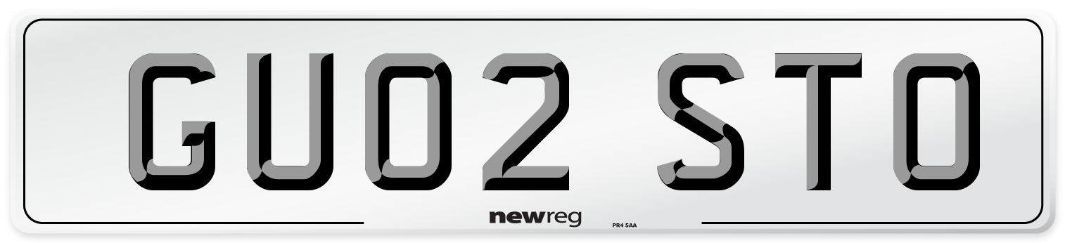 GU02 STO Number Plate from New Reg